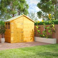 Power Apex Shed 4' x 8' - Double Doors in Natural Timber