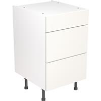 Kitchen Kit Flatpack Slab Kitchen Cabinet Base 3 Drawer Unit Ultra Matt 500mm in White MFC