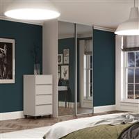 Spacepro Classic 2 Door Sliding Wardrobe Kit Framed Mirror 1185 x 2260mm in White Steel/Glass