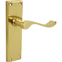Unbranded Victorian Scroll Door Handles Latch Brass (Pair) in Gold