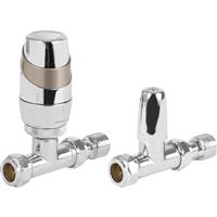 Pegler Yorkshire Pegler Decorative TRV and Lockshield Silver and Chrome Straight 15mm Brass