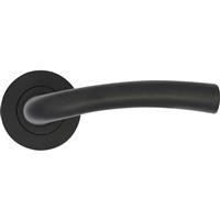 Stanza Seville Lever on Rose Door Handles Matt (Pair) in Black Aluminium