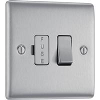 BG Nexus Metal Brushed Steel 13A Switched Fused Connection Unit 1 Gang in Silver Plastic