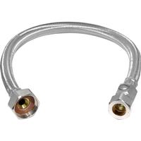 Unbranded Flexible Tap Connector with Isolating Valve 15mm x 3/4" 10mm Bore. 500mm in Chrome Rubber/Steel