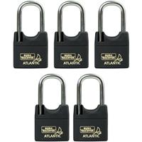 Burg-Wachter Brass ATLANTIC Keyed Alike Padlock Set 40mm LS (5 Pack) in Black