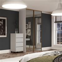 Spacepro Minimalist 2 Door Sliding Wardrobe Kit Black Framed Mirror Doors 1200 x 2260mm in Grey Aluminium/Glass