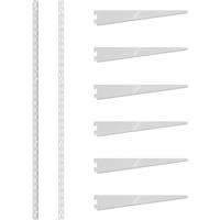 Rothley Twin Slot Shelving Kit 1980mm Uprights (x2) & 270mm Brackets (x6) in White Steel