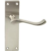 Lockworks Victorian Scroll Door Handle Latch Satin in Nickel