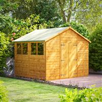 Powersheds Power Apex Shed 8' x 10' Double Doors in Natural Timber