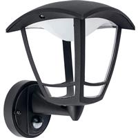 Luceco Exterior LED 4 Panel PIR Coach Lantern IP44 8W 640lm in Black Polycarbonate