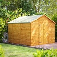 Power Apex Shed 10' x 10' No Windows - Double Doors in Natural Timber