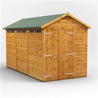 Powersheds Power Apex Security Shed 12' x 6' - Double Doors in Natural Timber