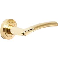 Augusta Dual Tone Lever on Rose Door Handles Brass (Pair) in Gold
