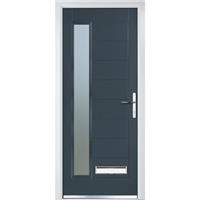 Crystal Composite Door Long Glass Left Hand 920mm x 2055mm Obscure Glass Glazing Anthracite in Grey