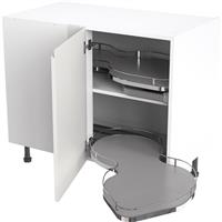 Kitchen Kit Flatpack J-Pull Kitchen Cabinet Pull Out Base Blind Corner Unit Super Gloss 1000mm Right Hand in White MFC