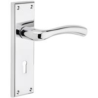 Minerva Door Handles Lock Polished (Pair) in Chrome