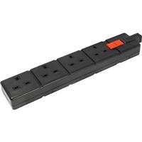Axiom Extension Socket 4 Gang in Black Rubber