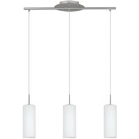 Eglo Troy Satin Triple Pendant Ceiling Light Nickel & White Glass in Silver Steel