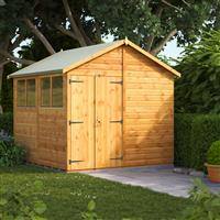 Power Apex Shed 8' x 8' - Double Doors in Natural Timber