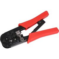 Minotaur Modular Ratcheting Crimping Tool For 8P8C & 6P6C in Black/Red Rubber/Steel