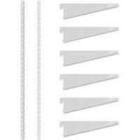 Rothley Twin Slot Shelving Kit 1980mm Uprights (x2) & 120mm Brackets (x6) in White Steel