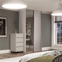 Spacepro Classic 2 Door Sliding Wardrobe Kit and Mirror 1489 x 2260mm in Cashmere Steel/MFC/Glass