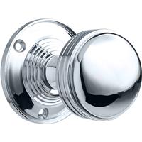 Ringed Mortice Knob Polished (Pair) in Silver