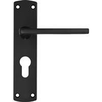 Stanza Leon Door Handles Matt Euro Lock (Pair) in Black Plastic