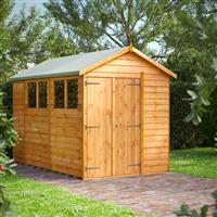 Powersheds Power Overlap Apex Shed 10' x 6' Double Doors in Natural Timber