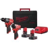 Milwaukee M12FPP2A-602X FUEL Combi Drill & Impact Driver Twin Pack 2 x 6.0Ah in Red