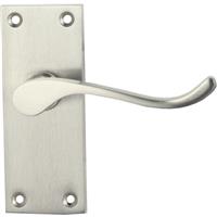 Lockworks Victorian Scroll Door Handle Short Latch Satin (Pair) in Nickel