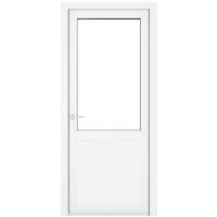 Crystal uPVC Single Door Half Glass Half Panel Right Hand Open In 890mm x 2090mm Clear Double Glazed White (each)