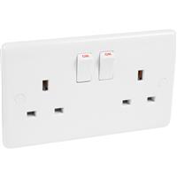 Wessex Electrical Wessex Switched 13A Socket 2 Gang DP in White Plastic