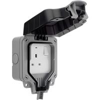 BG IP66 13A Switched Socket 1 Gang in Grey Polycarbonate