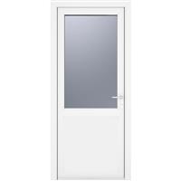 Crystal uPVC Single Door Half Glass Half Panel Left Hand Open In 890mm x 2090mm Obscure Triple Glazed in White
