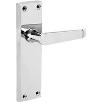 Hiatt Victorian Straight Door Handles Latch Polished (Pair) in Chrome