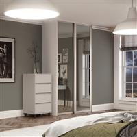 Spacepro Shaker 2 Door Sliding Wardrobe Kit Framed Mirror 1449 x 2260mm in Cashmere Steel/Glass