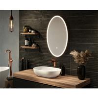 Sensio Aurora Oval LED Bathroom Mirror CCT 800 x 500mm in Silver Mirrored Glass
