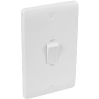 Scolmore Click Click Mode 45A DP Switch 2 Gang Upright in White Plastic