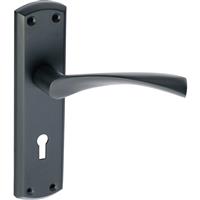 Eclipse Monza Door Handles Lock Matt (Pair) in Black Zinc/Aluminium