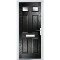 Crystal Composite Door Six Square Two Glass Left Hand 920mm x 2055mm Obscure Glass Glazing in Black