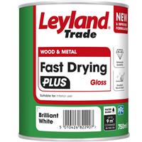 Leyland Trade Leyland Fast Drying Plus Water Based Gloss Paint Brilliant White 750ml