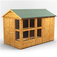 Power Apex Potting Shed Combi including 4ft Side Store 10' x 6' in Natural Timber