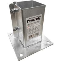 Powapost Galvanised Bolt Down Post Shoe 75 x 75mm (2 Pack) Galvanised Mild Steel
