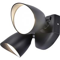 Lutec Shrimp LED Twin Security Light IP54 23W 1700lm 4000K in Black Die Cast Aluminium