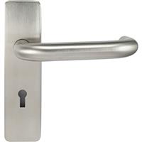 Eclipse Stainless Steel Round Bar Lever on Plate Lock Plate 175x44mm (Pair) in Silver