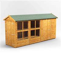 Powersheds Power Apex Potting Shed Combi including 6ft Side Store 14' x 4' in Natural Timber