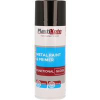 Plastikote Metal Paint & Primer Spray Paint 400ml Gloss in Black