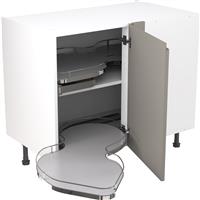 Kitchen Kit Flatpack J-Pull Kitchen Cabinet Pull Out Base Blind Corner Unit Super Gloss 1000mm Left Hand in Dust Grey MFC