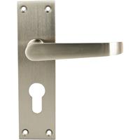 Lockworks Victorian Straight Door Handle Euro Lock Satin Nickel (Pair) in Chrome